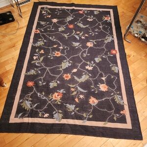 IKEA KLOCKBUSKE Trendy Boho Style Floral Low Pile Wood Rug - 5'3" by 7'7" Carpet